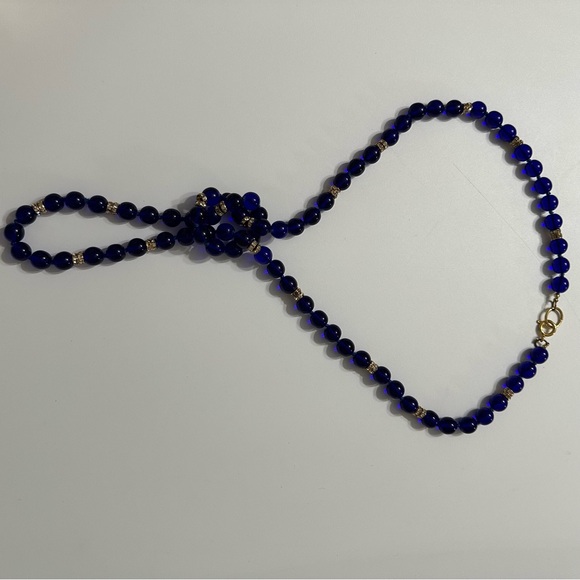 Vintage Murano glass necklace with handmade blue and golden - Picture 10 of 10